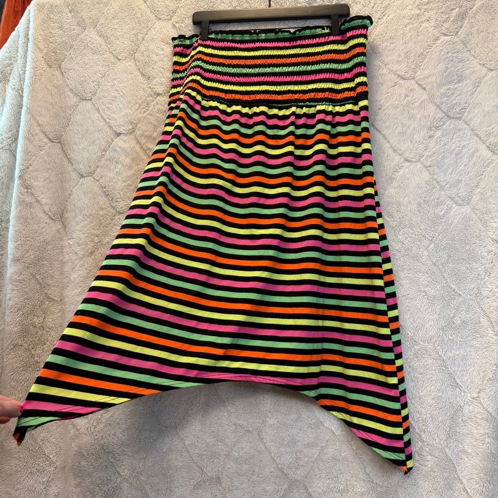 Joe Boxer Y2K Neon‎ Rainbow Stripe Tube Dress XL Mall Goth Scenecore Emo 2000s - Picture 8 of 9